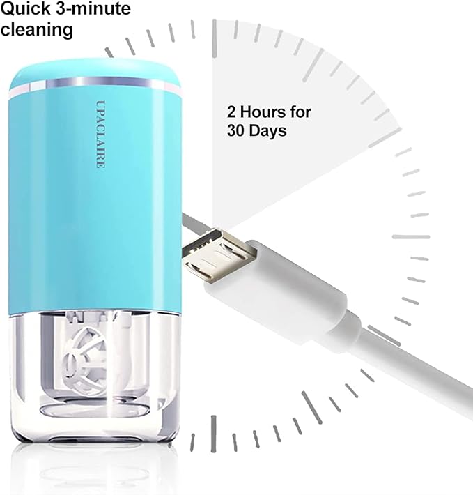 Ultrasonic Contact Lens Cleaner 2.0 (2nd Generation), Intelligent Cleaning Machine for Soft Contact Lenses, Blue