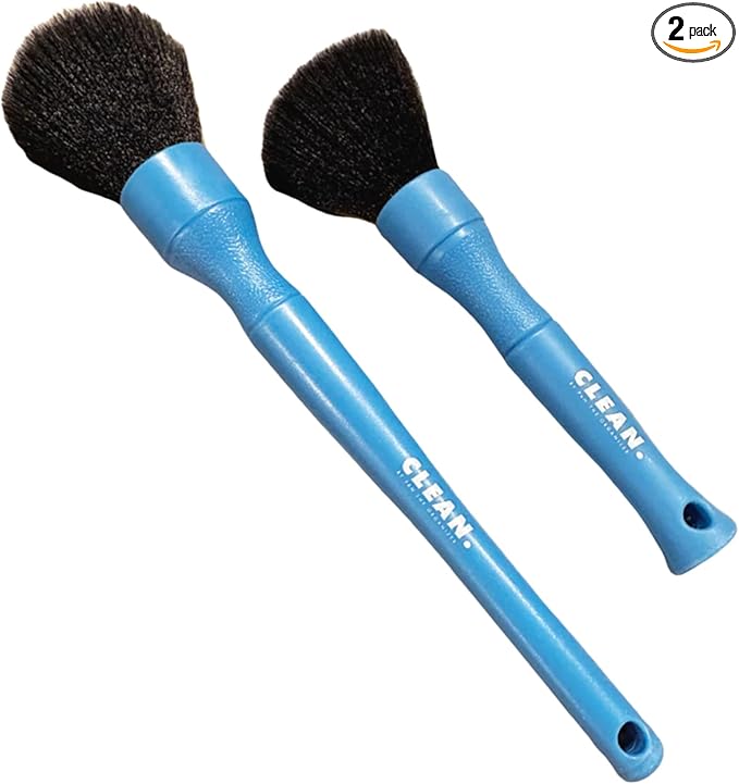 CLEAN. BY PAN THE ORGANIZER Clean Blue Soft Brush Set – Ultra-Soft Synthetic Detailing Brushes for Delicate Surfaces, Interior Trim, Screens & Emblems – Metal-Free Light-Duty Precision Cleaning Tool