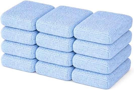 Microfiber Car Wax Applicator Pad, 5" x 3.75" x 1" – Reusable, Scratch-Safe Foam & Plush Microfiber, Washable Detailing Pads (12 Pack)