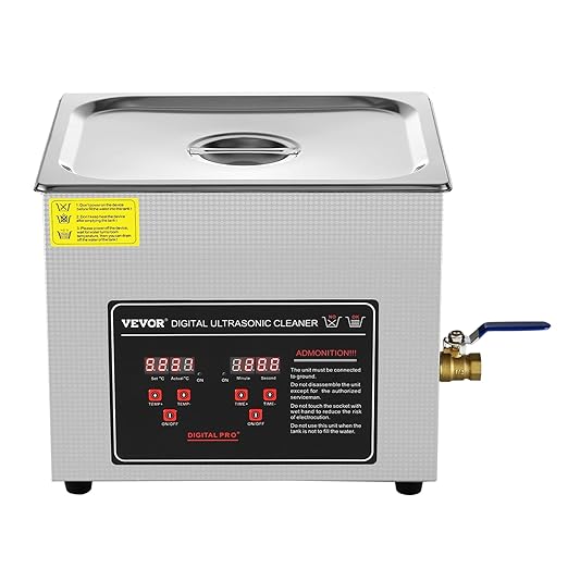 VEVOR Ultrasonic Cleaning with Digital Timer & Heater, Professional Ultra Sonic Jewelry Cleaner, Stainless Steel Heated Cleaning Machine for Glasses Watch Rings Small Parts Circuit Board (10L)