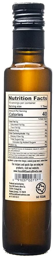 Peach Balsamic Vinegar - Gourmet Barrel Aged Infused Balsamic Vinegar - Great for Dressing Dipping Glazing - No Artificial Flavors or Added Sugar - Made in Texas (8.5 oz)
