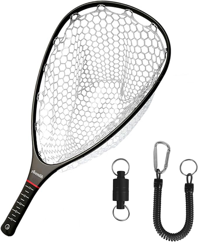 Aventik Fly Floating Fishing Net Carbon Fiber Landing Trout Net Light Weight Clear Rubber Ghost Net Catch & Release