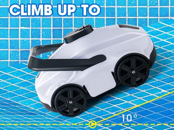 Portable Cordless Robotic Pool Cleaner - 130 Mins Runtime, Self-Parking, Automatic Vacuum for Inground Pools up to 1076 sq.ft, White