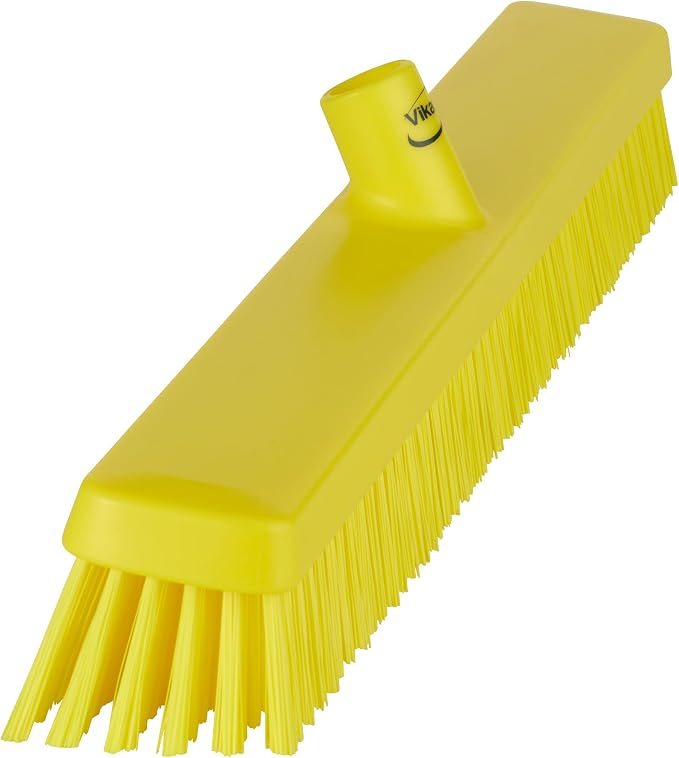Vikan 31956 24" Heavy-Duty Push Broom, Soft/Stiff, Yellow