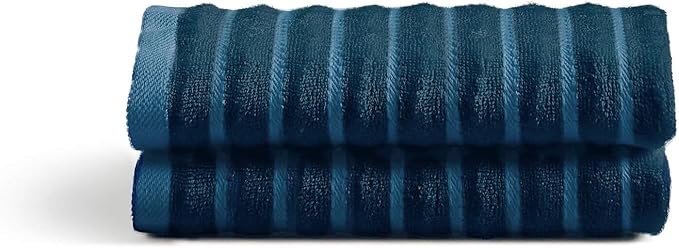 Cosy House Collection Luxury Rayon Derived from Bamboo Blend 2-Pack Towel Set - Ultra Soft, Absorbent and Quick Drying - Plush Cotton Hotel Spa Quality - 15" x 26" (Hand Towel, Navy Blue)