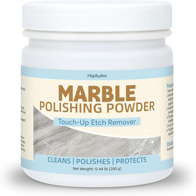 Marble Polishing Powder, Professional Touch-Up Etch Remover, Restore Shine Remove Water Stains Scratches Rings Etches for Marble Stone Granite Quartz Tile Floor Countertop Surfaces Polishing Care