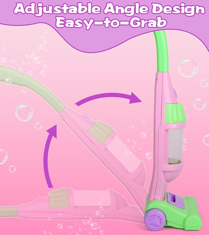 Toddler Vacuum Toy That Works with Lights & Sounds, Pretend Play Toy Vacuum for Toddlers 3-5 Years Old, Baby Vacuum for Boys, Girls, Kids Vacuum Cleaner Cleaning Toys with Spray Bottle, 2 Towels
