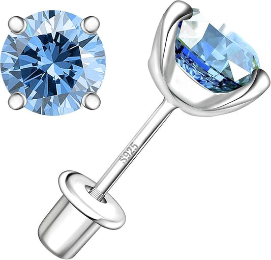 Moissanite Screw Back Earrings Studs - 0.2CT-4CT Moissanite Earrings for Women 925 Sterling Silver Piercing Real Colorful Moissan Hypoallergenic Jewelry Ear Stud Gifts