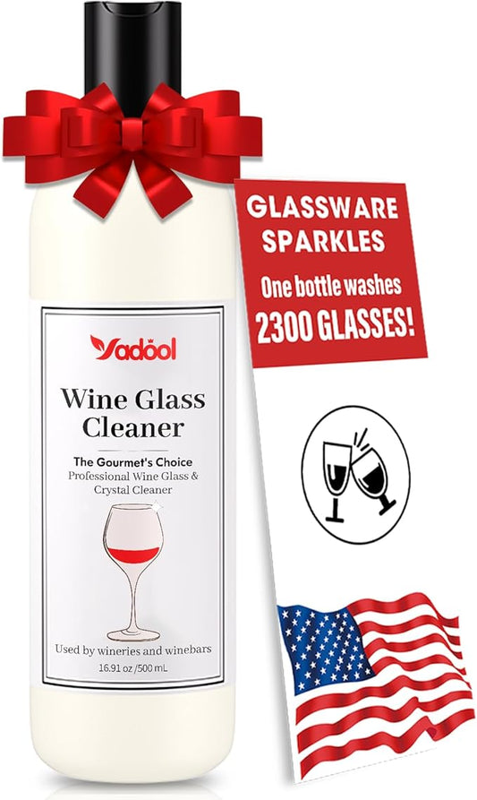 Wine Glass Cleaner and Crystal Cleaning Liquid, Effectively Removers Odors, Grease, Lipstick, Dirt, Residuum, and Fingerprints on Wine Glasses, Leaving Them Crystal Clear and Sparkling - 16.91 Oz