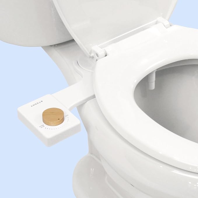 TUSHY Fresh Ultra-Slim Starter Bidet Attachment for Toilet | Non-Electric, Adjustable Water Pressure, Cool Water Rear Wash, Self-Cleaning | Fits Elongated & Round Toilets, Easy 10 Min Install, Bamboo