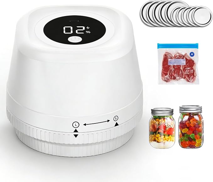 Newise Upgraded 3-in-1 Electric Mason Jar Vacuum Sealer, Automatic Vacuum Sealer Kit with Wide and Regular Mouth Mason Jars, Canning Gifts, White