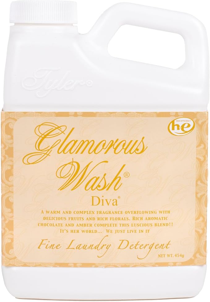 Elanze Designs Tyler Candle DIVA - Liquid Laundry Detergent and Scented Sachet Bundle - 16 Ounce