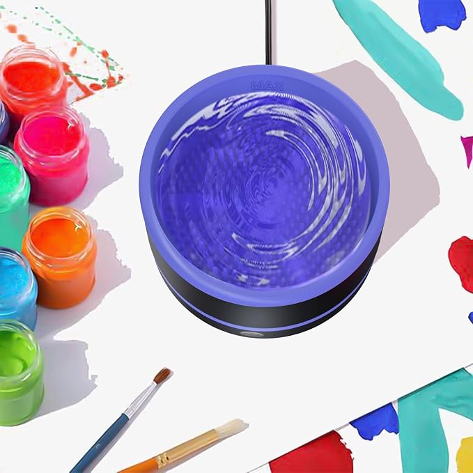 YAGHVEO® Electric Paint Brush Cleaner Rinse Cup, Paint Brush Cleaner, Brush Rinser for Painting, Artist Paintbrush Cleaning Machine Washer Rinser for Acrylic, Watercolor, Oil, Gouache Painting