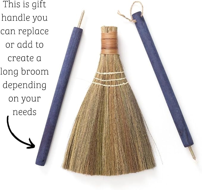 Handmade Whisk Sweeping Broom - Brooms for Wedding Jumping Ceremony Halloween DIY Decoration - Vietnamese Straw Soft Broom - 12.2" Width, 28.35" Length