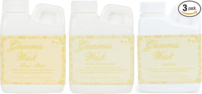 Elanze Designs Tyler Candle Glamorous and Luxurious High Efficient Wash 4 ounce Scented Fine Laundry Detergent Pack of 3; High Maintenance, French Market, Kathina