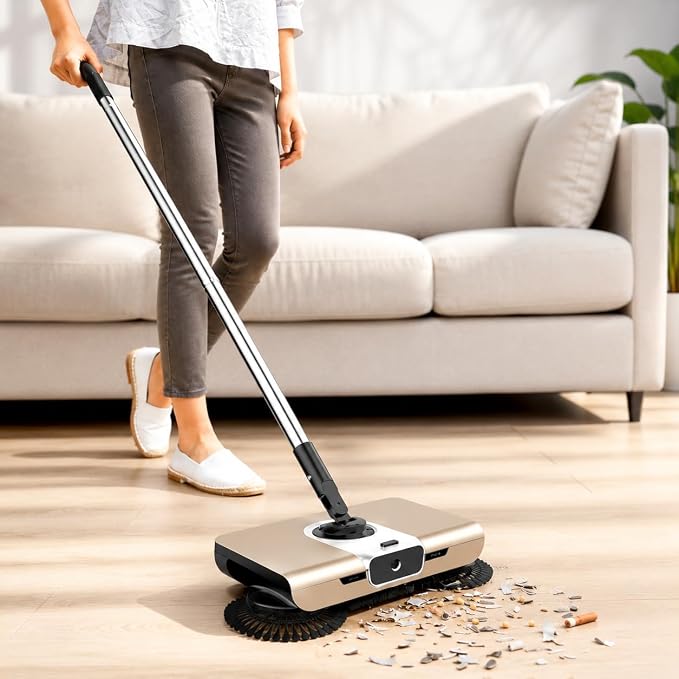 Hand Push Floor Sweeper and Dustpan Set, Magic Broom for Home Floor Cleaning, Easy-to-Use Upright Mop and Sweeping Tool