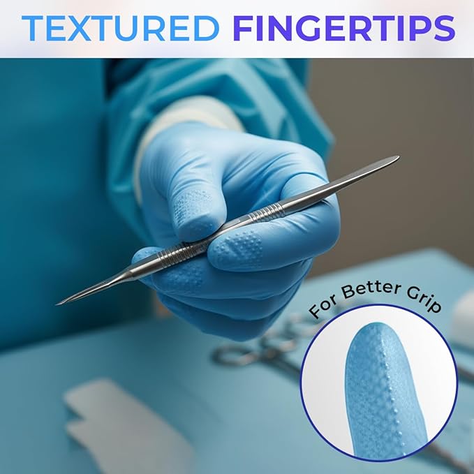 PureLife Medical Gloves Disposable Latex free- Blue Nitrile Gloves