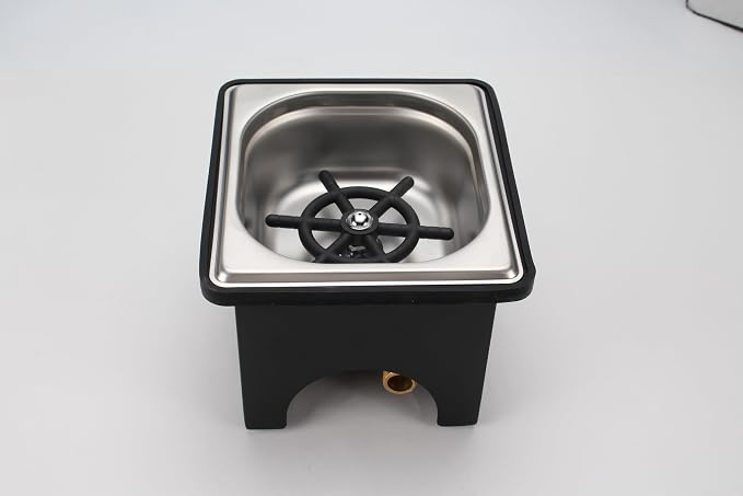 DIBTSA Pitcher Rinser with Base, Stainless Steel Countertop Glass Rinser Cup Washer Sink with Side Spray, 7.48" x 6.89" x 5.7", Silver