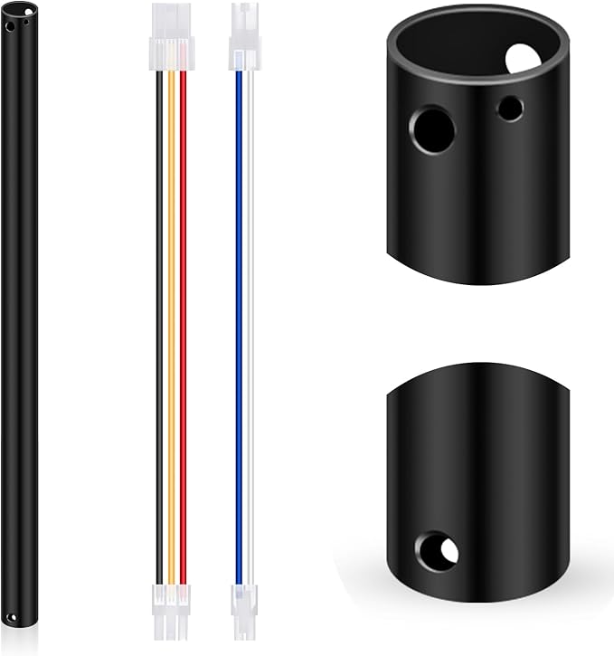 VIHOSE 24 Inch Ceiling Fan Downrod with Extension Cord 2 ft Black Downrod for Ceiling Fan 1 Inch Outside Diameter Not Threaded Suitable for a Wide Range of Fans