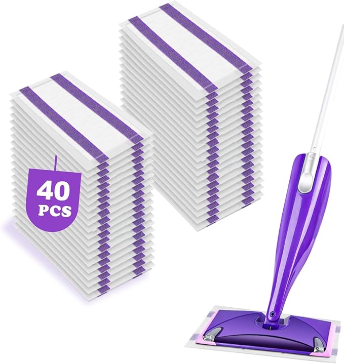 40 Pack WetJet Refills Compatible with Swiffer Mop - Wet Jet Pads for Household Cleaning, for Swiffer Wet Pads Refill, 4 Layers Thickened & Durable | Heavy-Duty Absorbent | Strong Adhesion