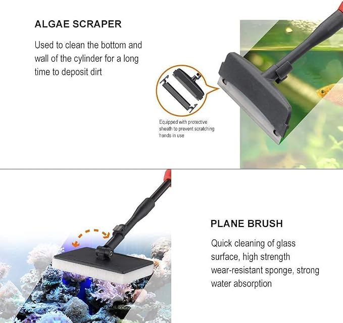 UPETTOOLS Aquarium Gravel Cleaner - Electric Automatic Removable Vacuum Bundle with 6 in 1 Aquarium Cleaning Tool