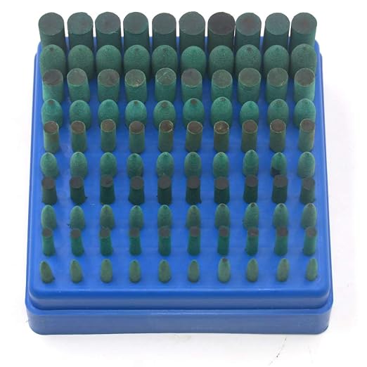 Oudtinx Polishing Accessories 100pcs Rubber Grinding Heads,3mm Shank Assorted Accessory, Mounted Point Wheel Head Kit for Dremel Polish Rotary Tools (Green)