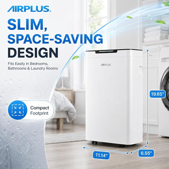 AIRPLUS 1600 Sq Ft Dehumidifier for Home and Basement, 30 Pint Portable Dehumidifiers with Drain Hose for Large Room, Quiet Sleep Mode Dehumidifier for Bedroom, RV De humidifier for Inside Camper