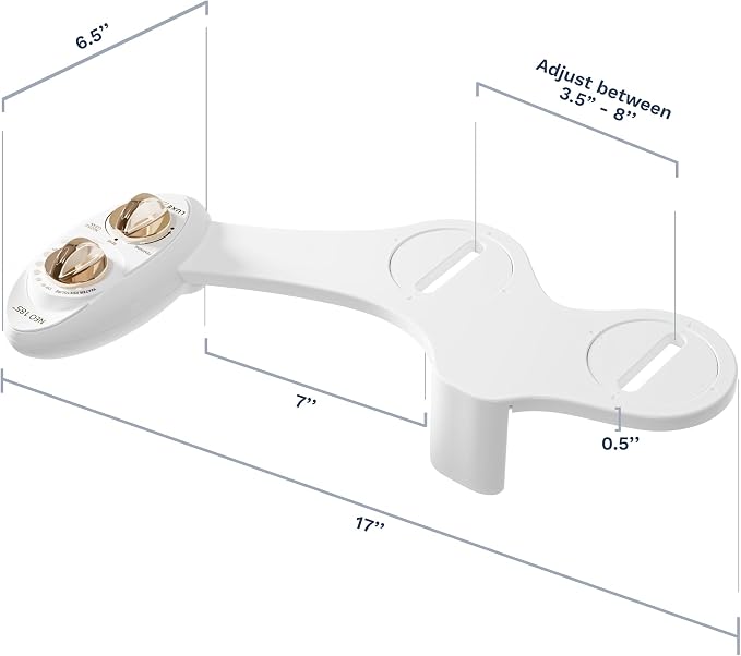 LUXE Bidet NEO 185 - Dual Nozzle, Self-Cleaning, Non-Electric Bidet Attachment for Toilet Seat, Adjustable Water Pressure, Rear & Feminine Wash (Gold)