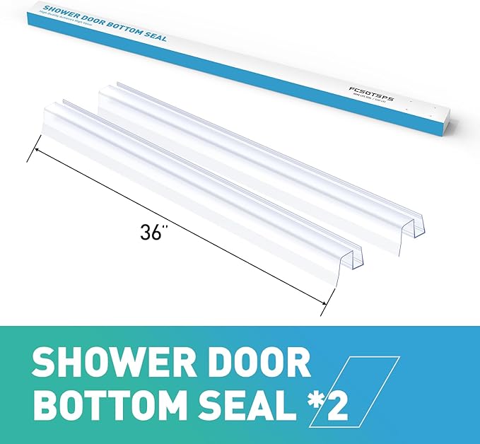 Sliding Shower Door Bottom Seal, 2 PCS 5/16" x 36" Sliding Shower Door Sweep for 5/16 Inch Glass, Frameless Glass Door Seal Strip Stop Shower Leaks and Create a Water Barrier
