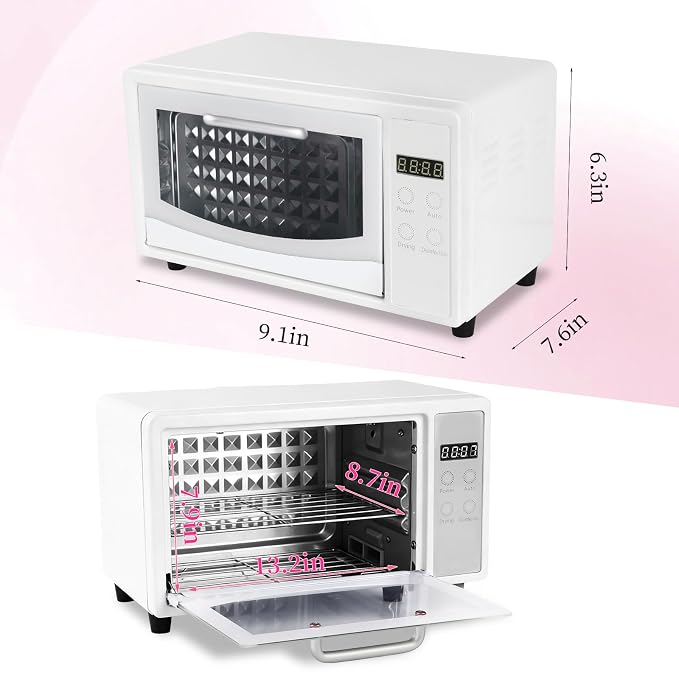 Nail Tool Cleaning Machine, 10L Double-layer Large Capacity Storage Organizer, Multi-Functional Manicure Tool Cleaner Box Cabinet Dryer & Warmer for Home Use, Barbers, Beauty Salons, and Spas | Large Capacity; Aluminum Alloy Material; LCD Display; Drye...