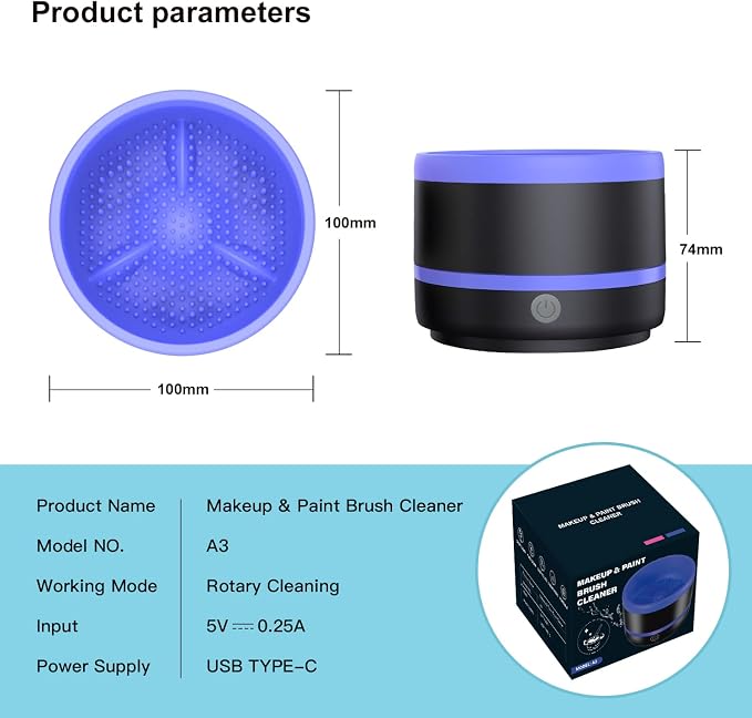 YAGHVEO® Electric Paint Brush Cleaner Rinse Cup, Paint Brush Cleaner, Brush Rinser for Painting, Artist Paintbrush Cleaning Machine Washer Rinser for Acrylic, Watercolor, Oil, Gouache Painting