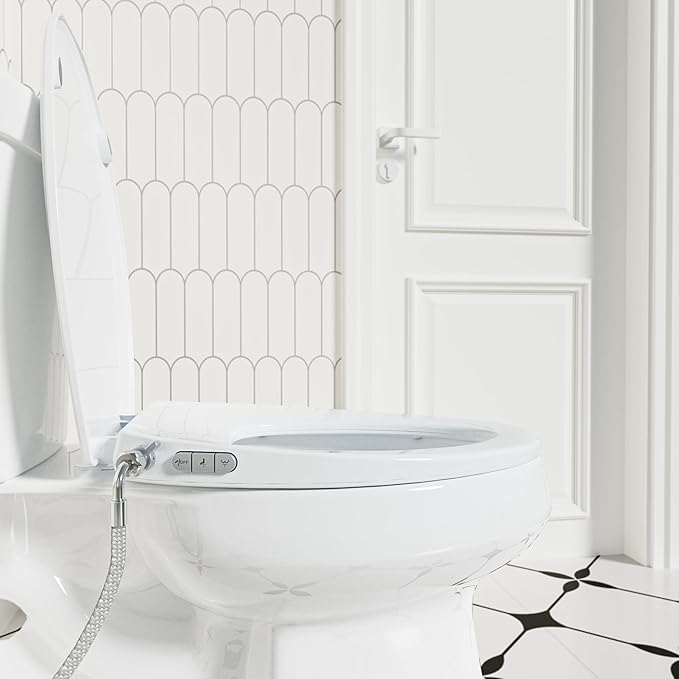 Bidet Toilet Seat – Non-Electric, Self-Cleaning Dual Nozzles for Frontal & Rear Wash, Adjustable Water Pressure, Slow-Close Lid, Fits Elongated Toilets – Hygienic & Eco-Friendly Upgrade (Contemporary)