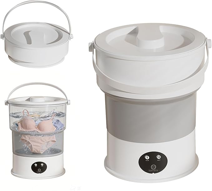 Compact Portable Laundry Device with Foldable Design – Small Mini Washer for Baby Outfits, Intimate Apparel, and Socks, Perfect for Apartments, Dorms, and Trips.
