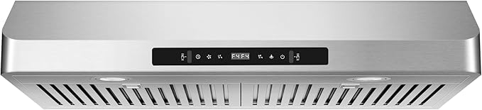Range Hood 30inch Under Cabinet, 900CFM Stainless Steel Kitchen Vent Hood with Gesture/Touch Control and Permanent Stainless Steel Filters, Ducted Vent, Top and Rear Vents