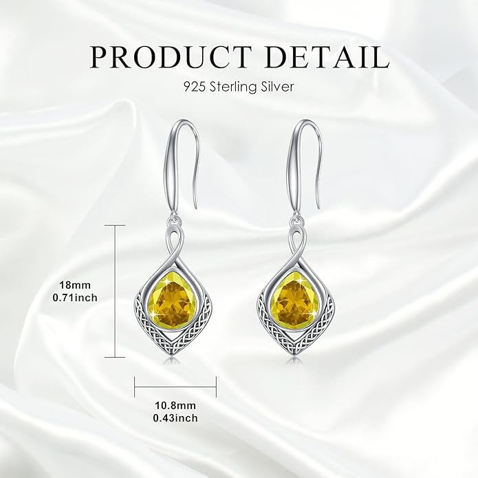 PELOVNY Celtic Knot Filigree Earrings for Women 925 Sterling Silver Moss Agate/Birthstone Infinity Earrings Birthday Christmas Jewelry Gifts for Mom Daughter Wife Sister