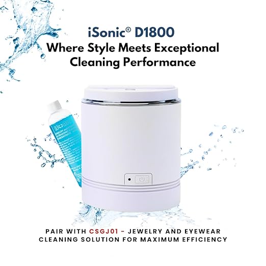 iSonic Compact Ultrasonic Jewelry Cleaner D1800, Pearl White