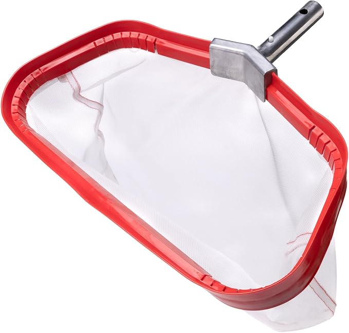 Professional Swimming Pool Skimmer, Heavy Duty Leaf Rake with Aluminum Frame, Anti-Rip Nylon Net Bag for Cleaning Twigs Wet Leaves