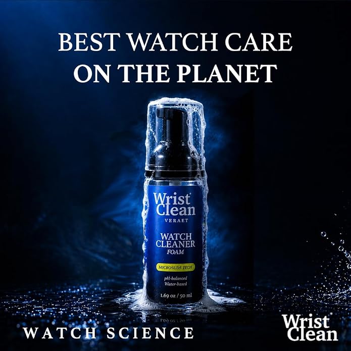 Essential Watch Cleaning Kit | Safe on all Metals & Crystals | (1x) Watch Cleaner Foam 50ML, (1x) Everyday Watch & Jewelry Cleaning Cloth 10"x10", (1x) Watch Cleaning Brush | USA Made (3 piece set)