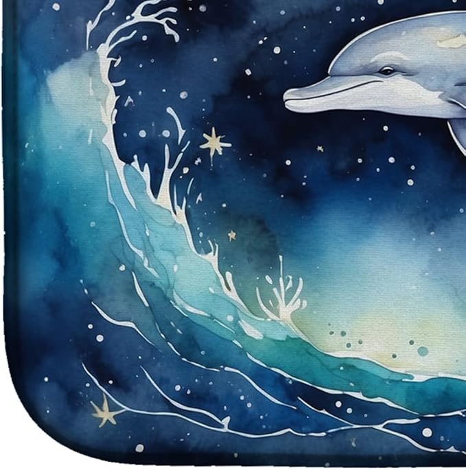 Caroline's Treasures Dolphin in a Starry Sea Dish Drying Mat Absorbent Dish Drying Mat Pad for Kitchen Counter Dish Drainer Mat for Countertop, 14 x 21", Multicolor
