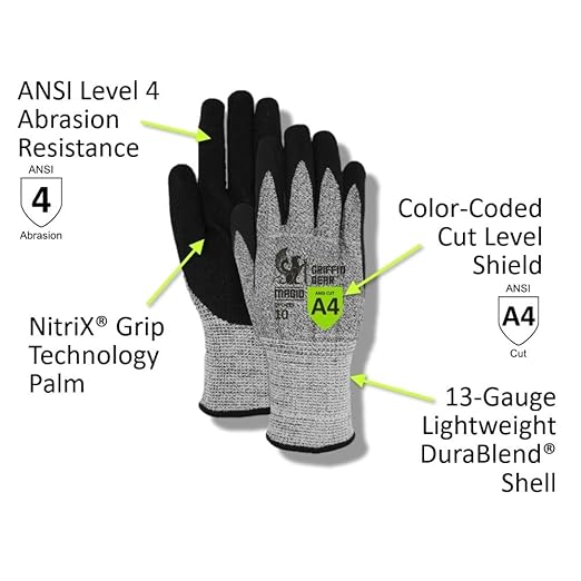 MAGID Griffin Gear ANSI A4 Liquid Repellent Nitrile Work Gloves , 144 Pairs, Size 12/3XL, GPD455
