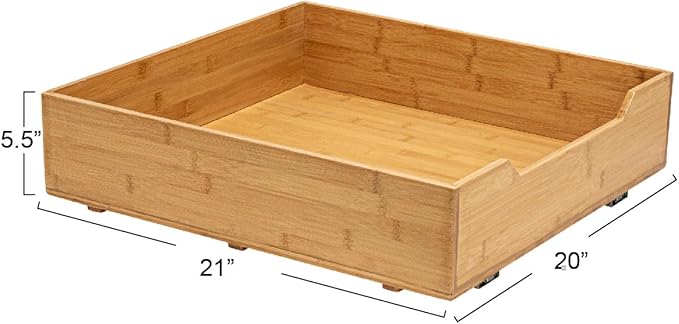 Household Essentials Glidez Bamboo and Steel Pull-Out/Slide-Out Storage Organizer for Under Cabinet Use - 1-Tier Design - Fits Standard Size Cabinet or Shelf, Natural