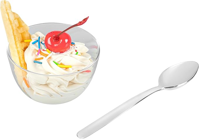 Restaurantware Moderna 5.5 Inch Disposable Spoons 250 Recyclable Small Dessert Spoons - Crack-Resistant For All Types Of Meals Silver Plastic Plastic Spoons
