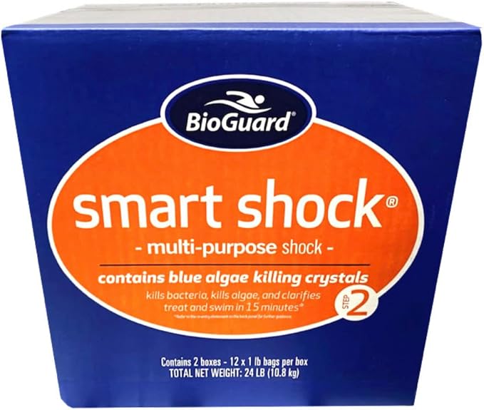 BioGuard Smart Shock, 1 lb, 24 Pack | Algae Preventative, Swimming Pool Clarifier, Pool Shock Treatment, Multi-Purpose Shock for Pool Maintenance