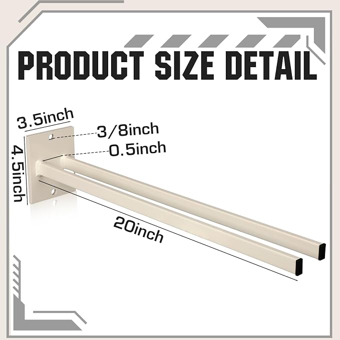 Zonon 2 Pcs Extra Long Tool Rack for Shovels Spades Rakes Brooms Shovel Holder for Truck and Shovel Rack Heavy Duty Powder Coated Steel Wall Mount Storage Organizer Garage and Shed (Beige)