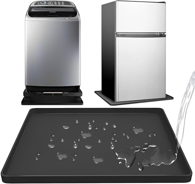 Mini Fridge Silicone Mat 20'' x 20'' Under Refrigerator Mat Mini Fridge Drip Tray Reusable Floor Protection, Non-Slip Mini Refrigerator Carpets for Fridge, Washing Machine, Dishwashers