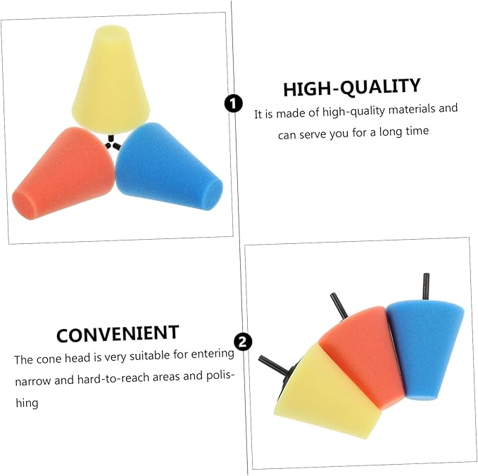 Unomor 12pcs Drill Buffing Sponge Pads for Auto Wheel Polishing Polishing Cone for Car Motorcycle and Boat Detailing Yellow