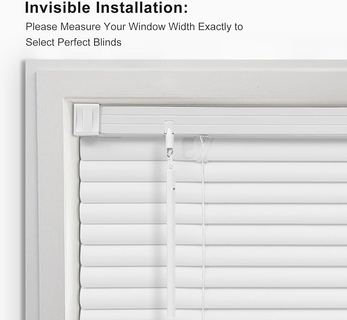 Changshade Cordless Horizontal Venetian Blinds Window Shades Light Filtering 1" Vinyl Slat Size with Tilt Wand for Living Room, Bedroom, Bathroom, Shade Size 58" Wide x 64" High, White, JZBLD58WT64A