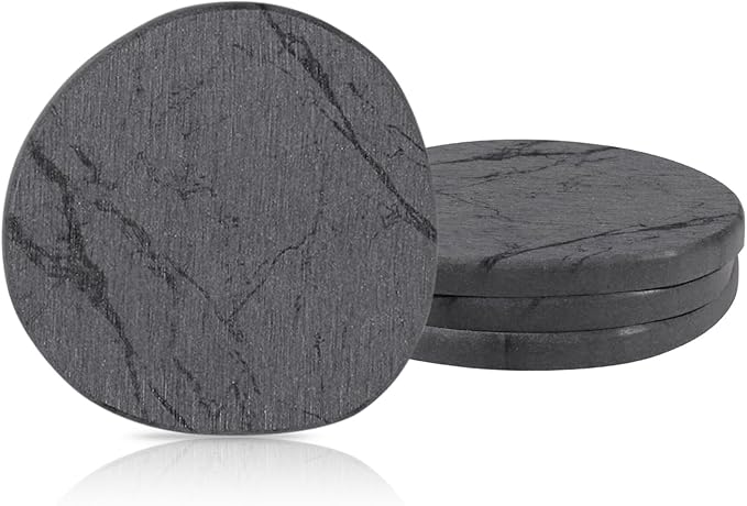 Diatomaceous Earth Coasters Set of 4，Super Absorbent Quick-Dry Heat-Resistant Drink and coffee Coasters, Modern Stone Irregular Design for Kitchen Counter and Coffee Table (Grey Coaster)