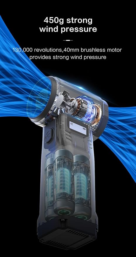Cordless Electric Air Duster for Computer Cleaning - 550g RPM Super Power Blower with 10000mAh Battery, 9-Speed + Turbo, USB-C Rechargeable - Keyboard, PC, Laptop, Electronics, Car Interior, Pet Hair