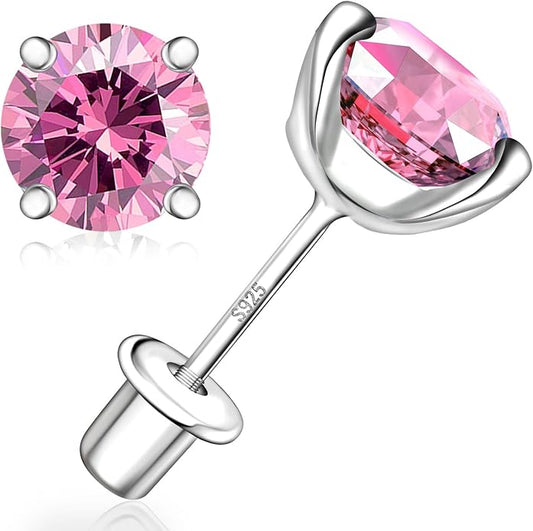 Moissanite Screw Back Earrings Studs - 0.2CT-4CT Moissanite Earrings for Women 925 Sterling Silver Piercing Real Colorful Moissan Hypoallergenic Jewelry Ear Stud Gifts